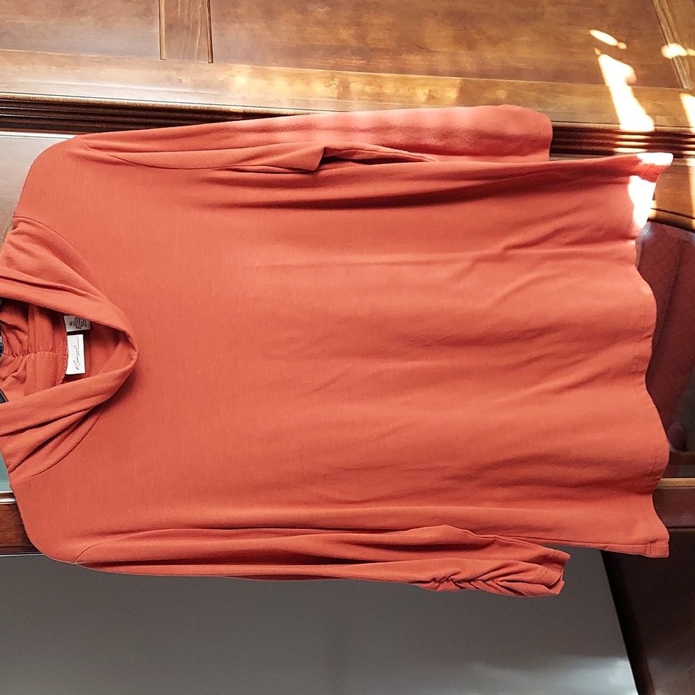 Rust 3/4 sleeve cowl neck